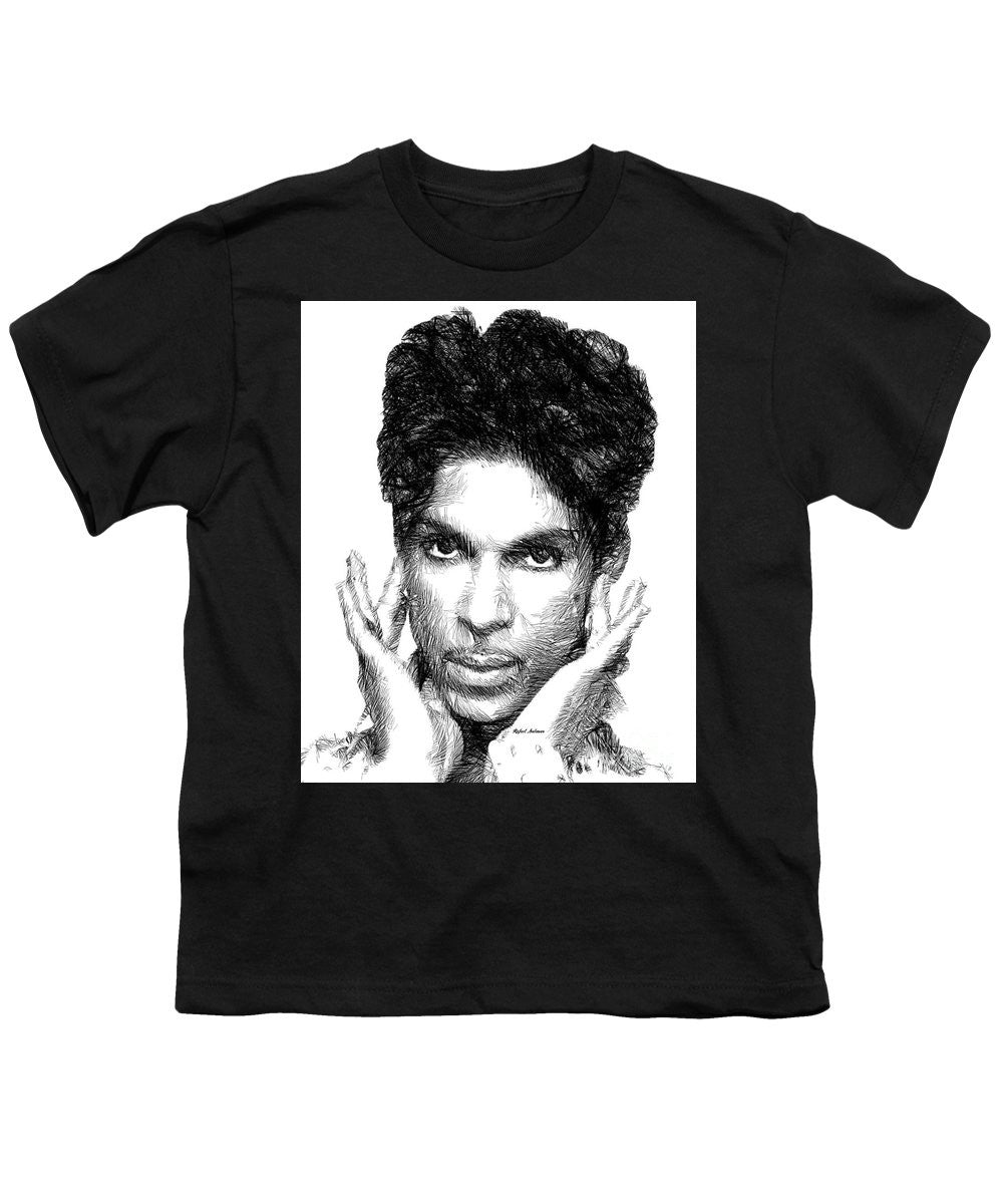 Youth T-Shirt - Prince - Tribute Sketch In Black And White 2