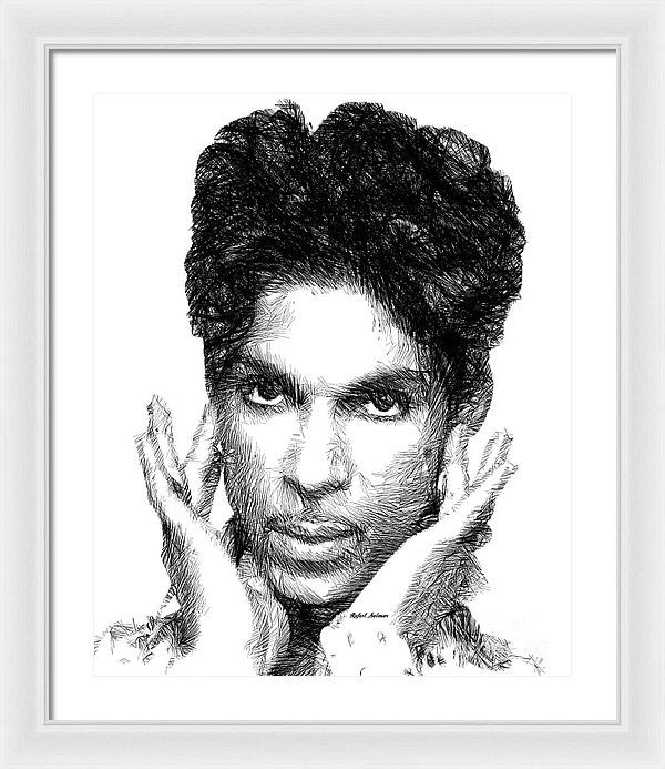 Framed Print - Prince - Tribute Sketch In Black And White 2