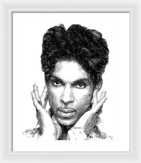 Framed Print - Prince - Tribute Sketch In Black And White 2