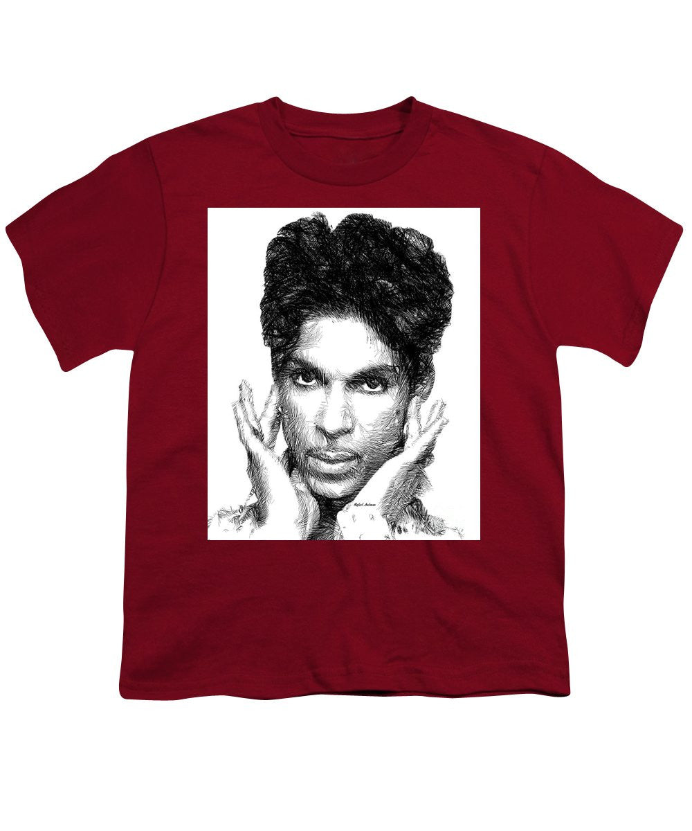 Youth T-Shirt - Prince - Tribute Sketch In Black And White 2