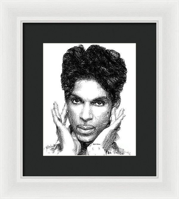 Framed Print - Prince - Tribute Sketch In Black And White 2