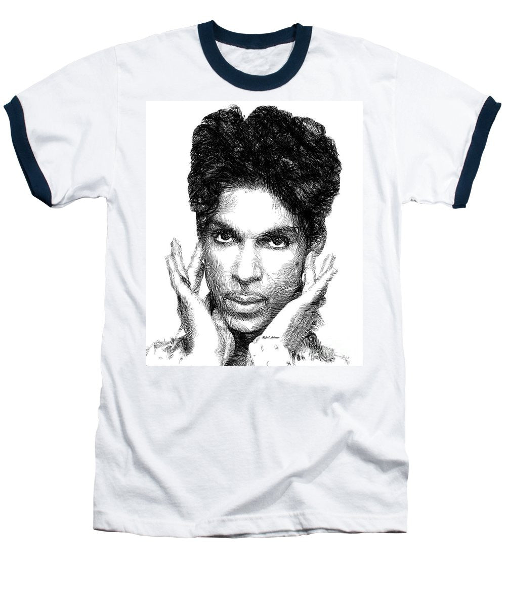 Baseball T-Shirt - Prince - Tribute Sketch In Black And White 2