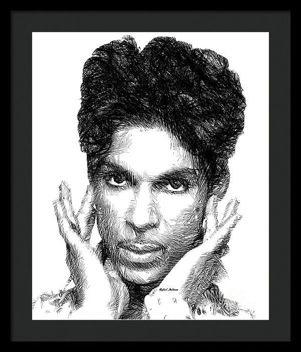 Framed Print - Prince - Tribute Sketch In Black And White 2