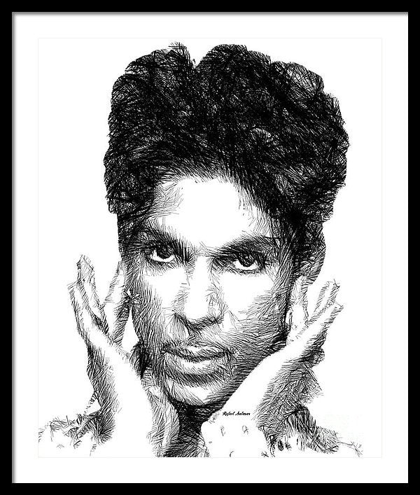 Framed Print - Prince - Tribute Sketch In Black And White 2