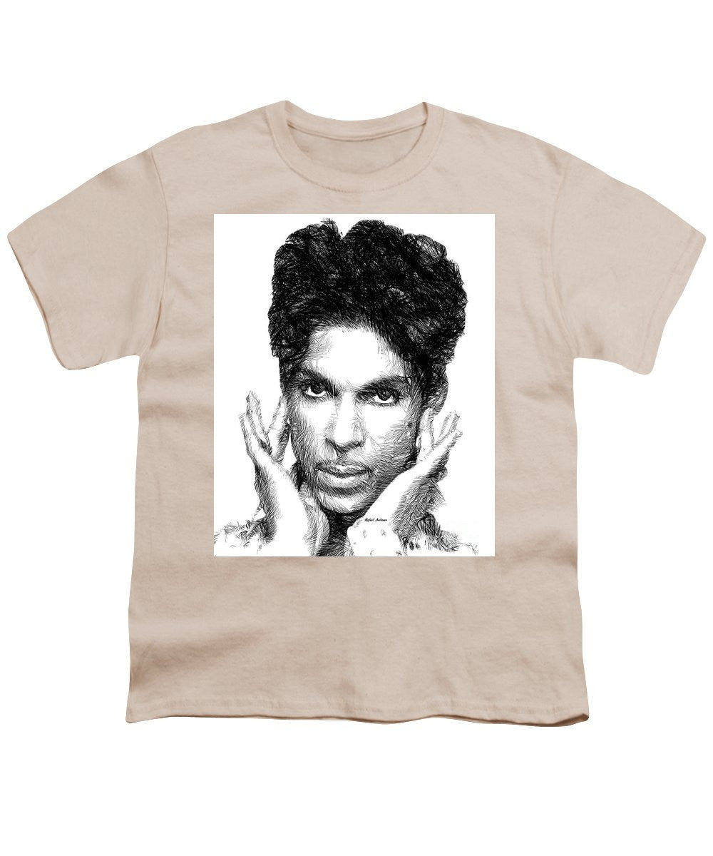 Youth T-Shirt - Prince - Tribute Sketch In Black And White 2