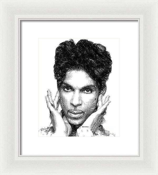 Framed Print - Prince - Tribute Sketch In Black And White 2