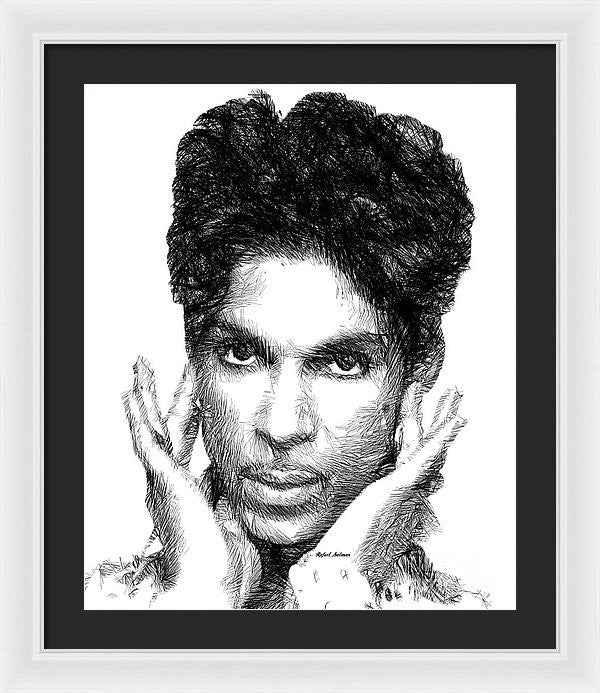 Framed Print - Prince - Tribute Sketch In Black And White 2