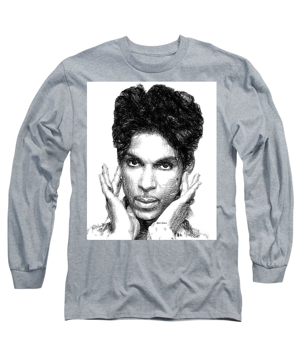 Long Sleeve T-Shirt - Prince - Tribute Sketch In Black And White 2