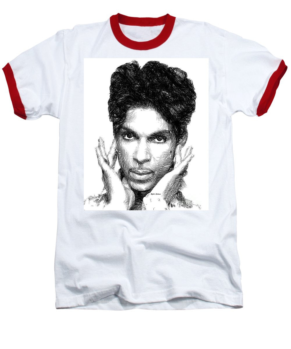 Baseball T-Shirt - Prince - Tribute Sketch In Black And White 2