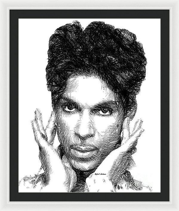 Framed Print - Prince - Tribute Sketch In Black And White 2