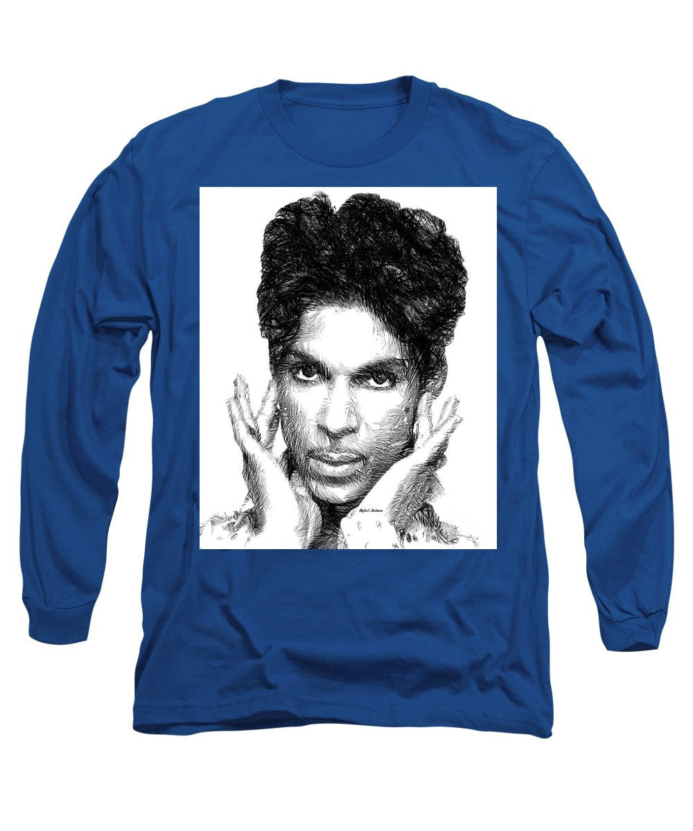 Long Sleeve T-Shirt - Prince - Tribute Sketch In Black And White 2