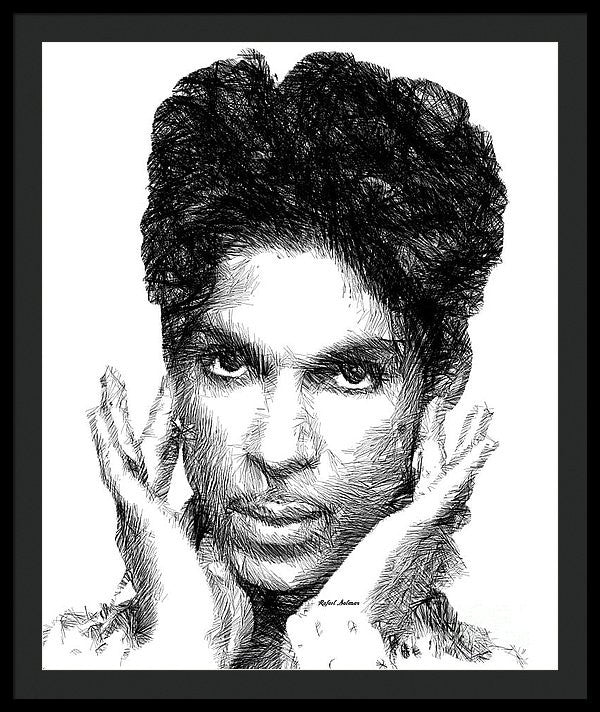 Framed Print - Prince - Tribute Sketch In Black And White 2