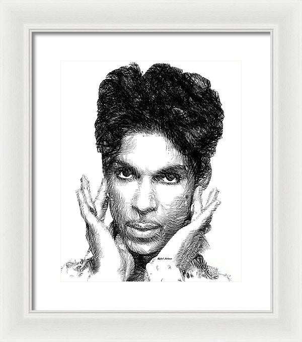 Framed Print - Prince - Tribute Sketch In Black And White 2