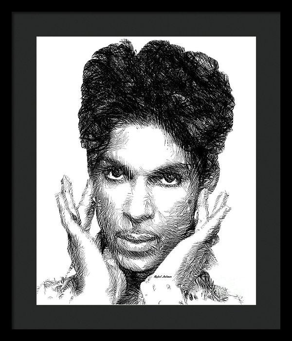 Framed Print - Prince - Tribute Sketch In Black And White 2