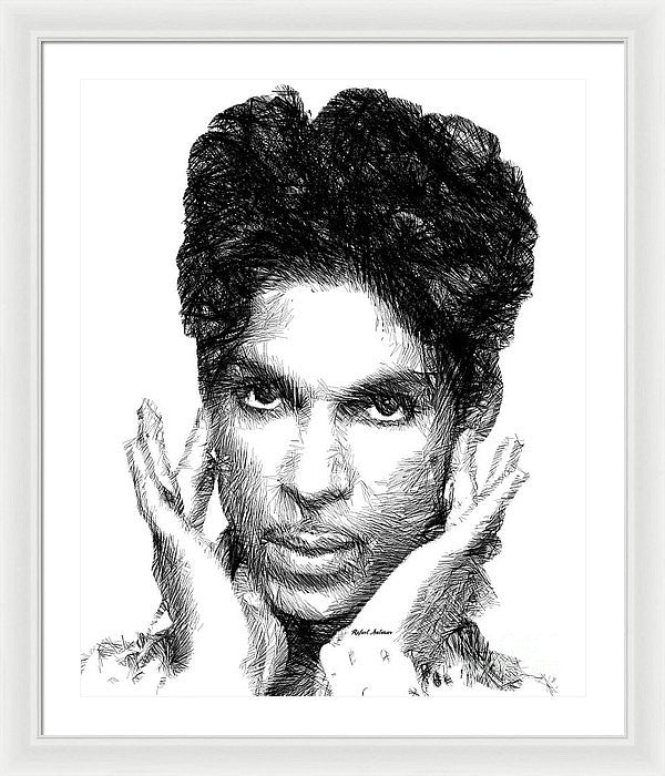 Framed Print - Prince - Tribute Sketch In Black And White 2