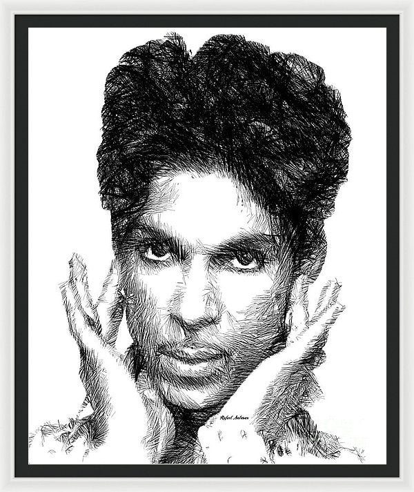 Framed Print - Prince - Tribute Sketch In Black And White 2