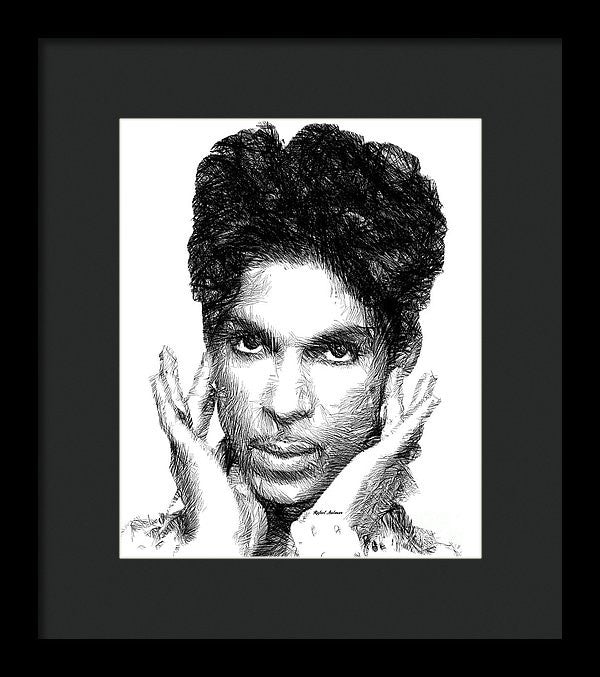 Framed Print - Prince - Tribute Sketch In Black And White 2