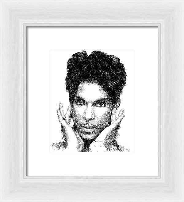 Framed Print - Prince - Tribute Sketch In Black And White 2