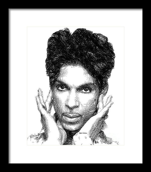 Framed Print - Prince - Tribute Sketch In Black And White 2