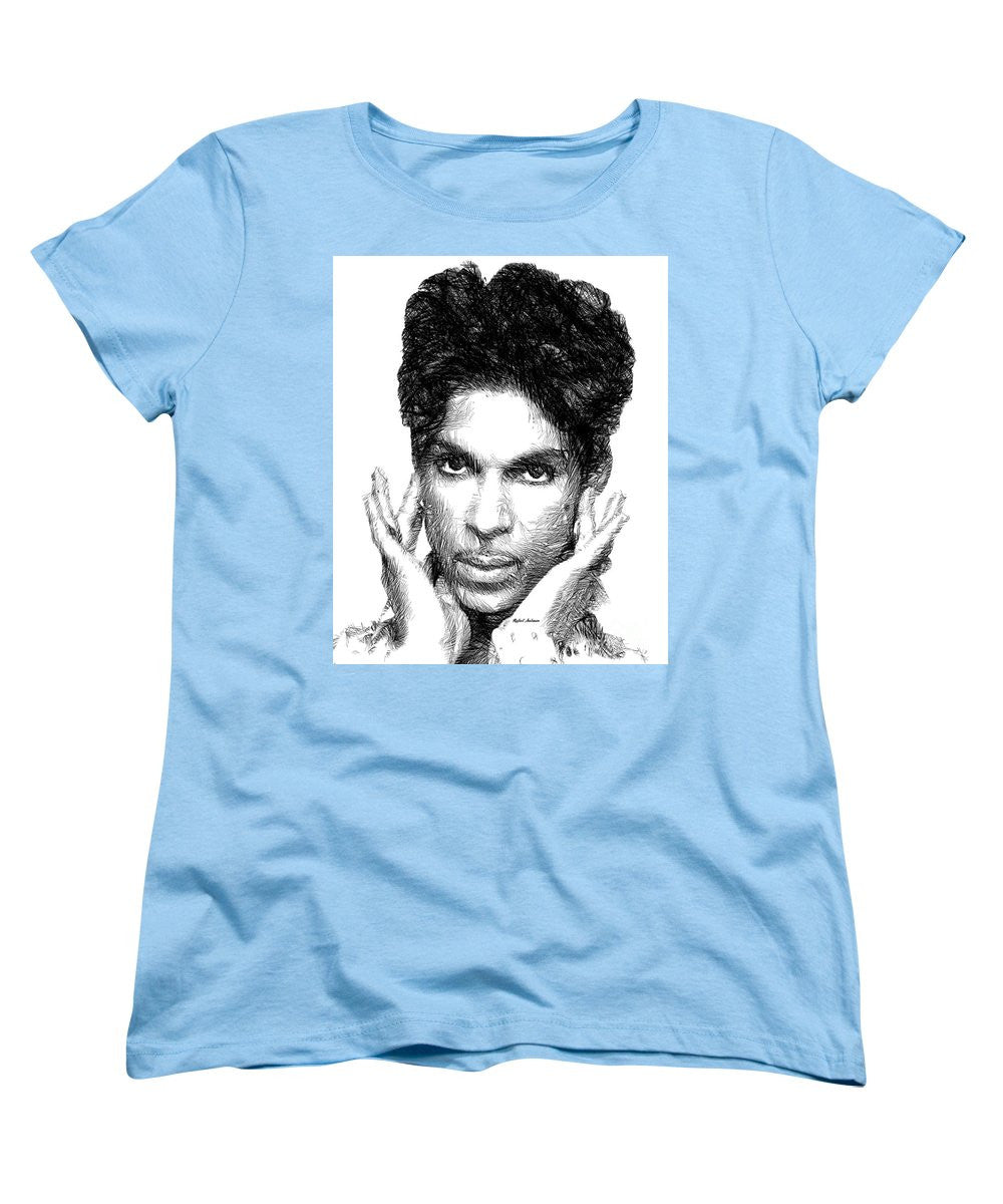 Women's T-Shirt (Standard Cut) - Prince - Tribute Sketch In Black And White 2