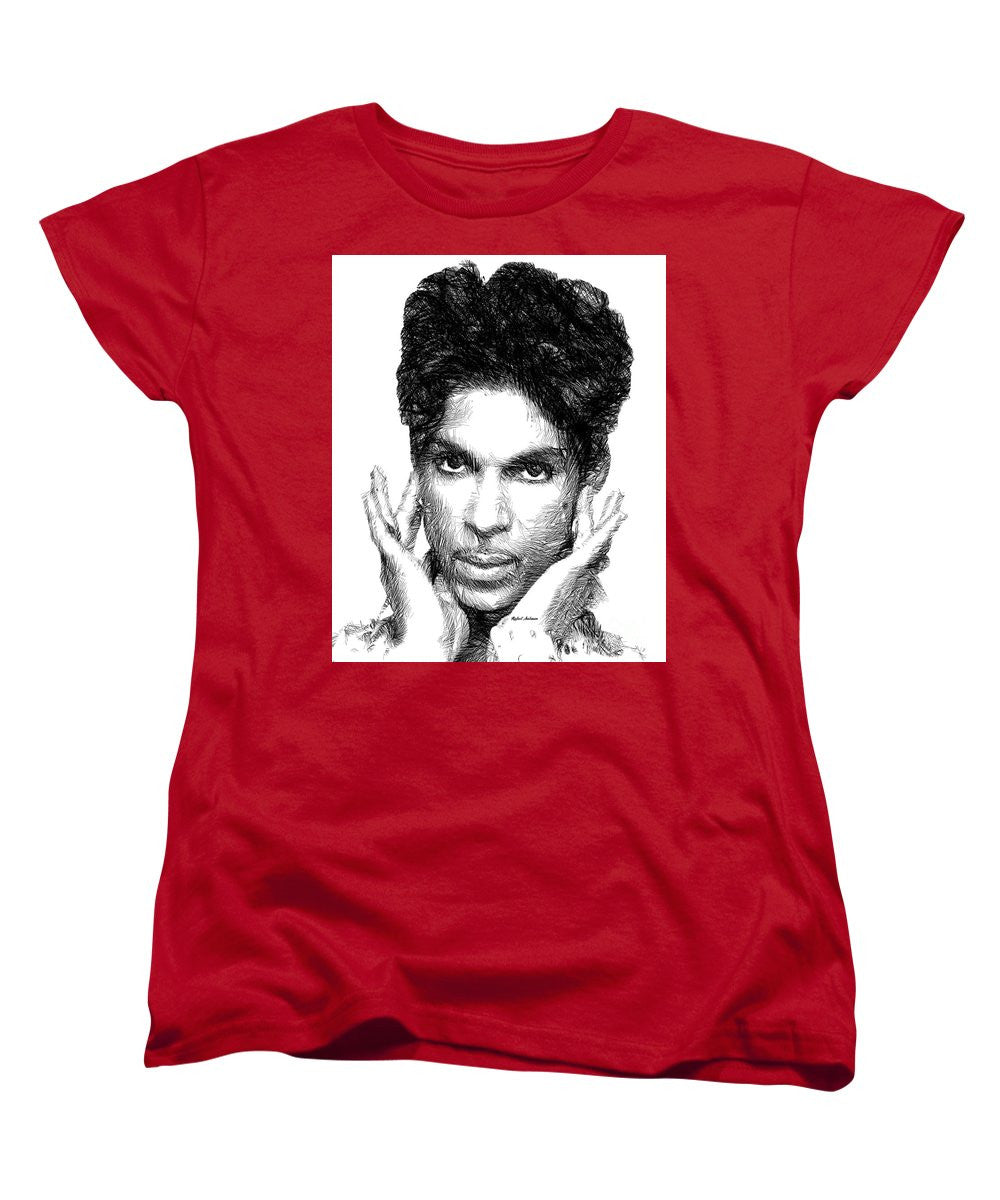 Women's T-Shirt (Standard Cut) - Prince - Tribute Sketch In Black And White 2