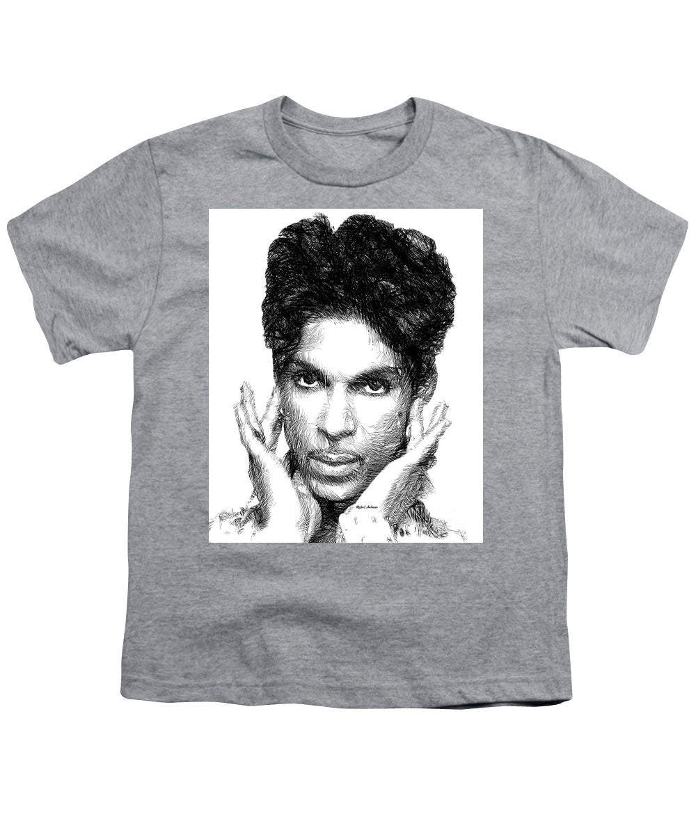 Youth T-Shirt - Prince - Tribute Sketch In Black And White 2