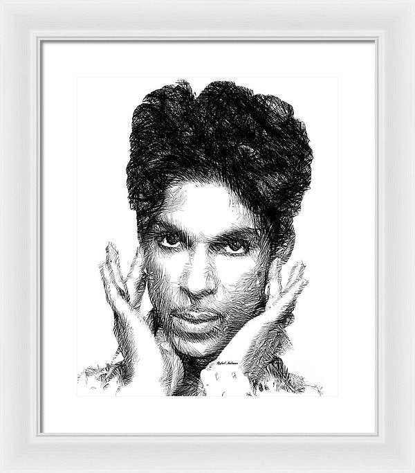 Framed Print - Prince - Tribute Sketch In Black And White 2