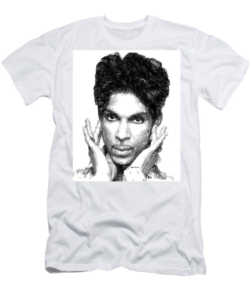 T-shirt pour homme (coupe ajustée) - Prince - Esquisse hommage en noir et blanc 2