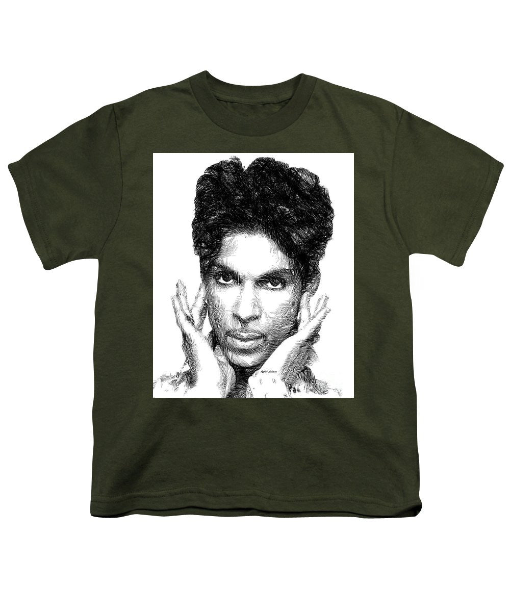 Youth T-Shirt - Prince - Tribute Sketch In Black And White 2