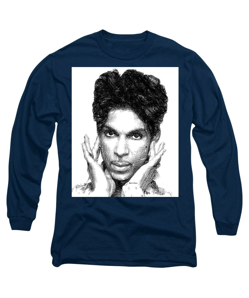 Long Sleeve T-Shirt - Prince - Tribute Sketch In Black And White 2