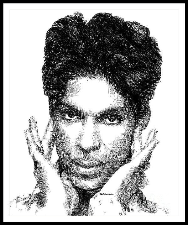 Framed Print - Prince - Tribute Sketch In Black And White 2