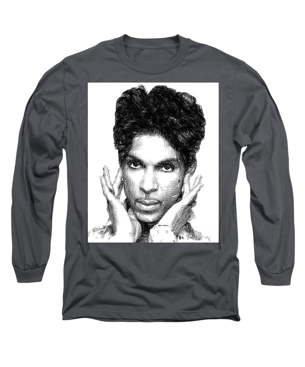 Long Sleeve T-Shirt - Prince - Tribute Sketch In Black And White 2