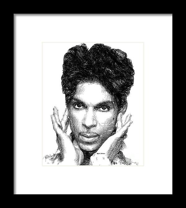 Framed Print - Prince - Tribute Sketch In Black And White 2