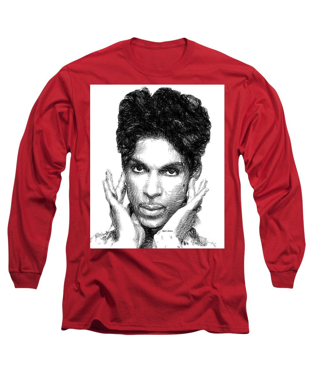 Long Sleeve T-Shirt - Prince - Tribute Sketch In Black And White 2