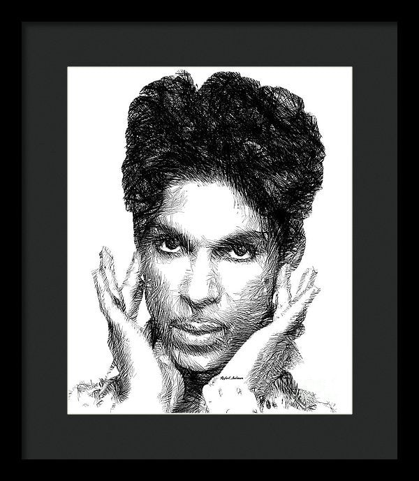 Framed Print - Prince - Tribute Sketch In Black And White 2