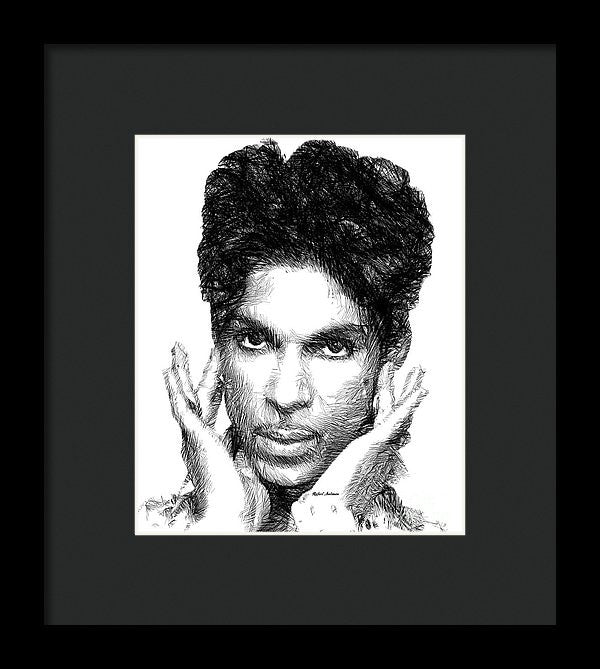 Framed Print - Prince - Tribute Sketch In Black And White 2