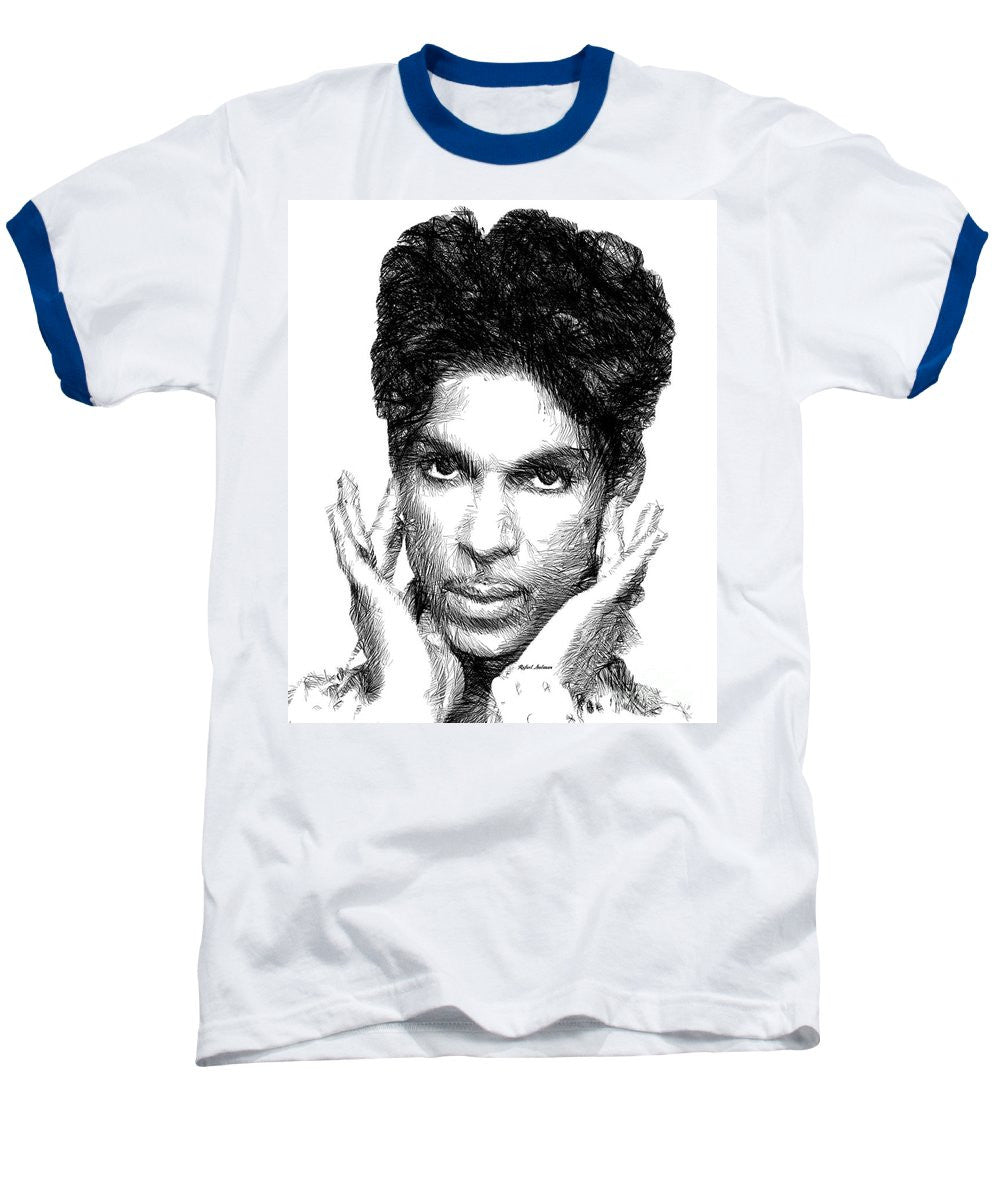 Baseball T-Shirt - Prince - Tribute Sketch In Black And White 2