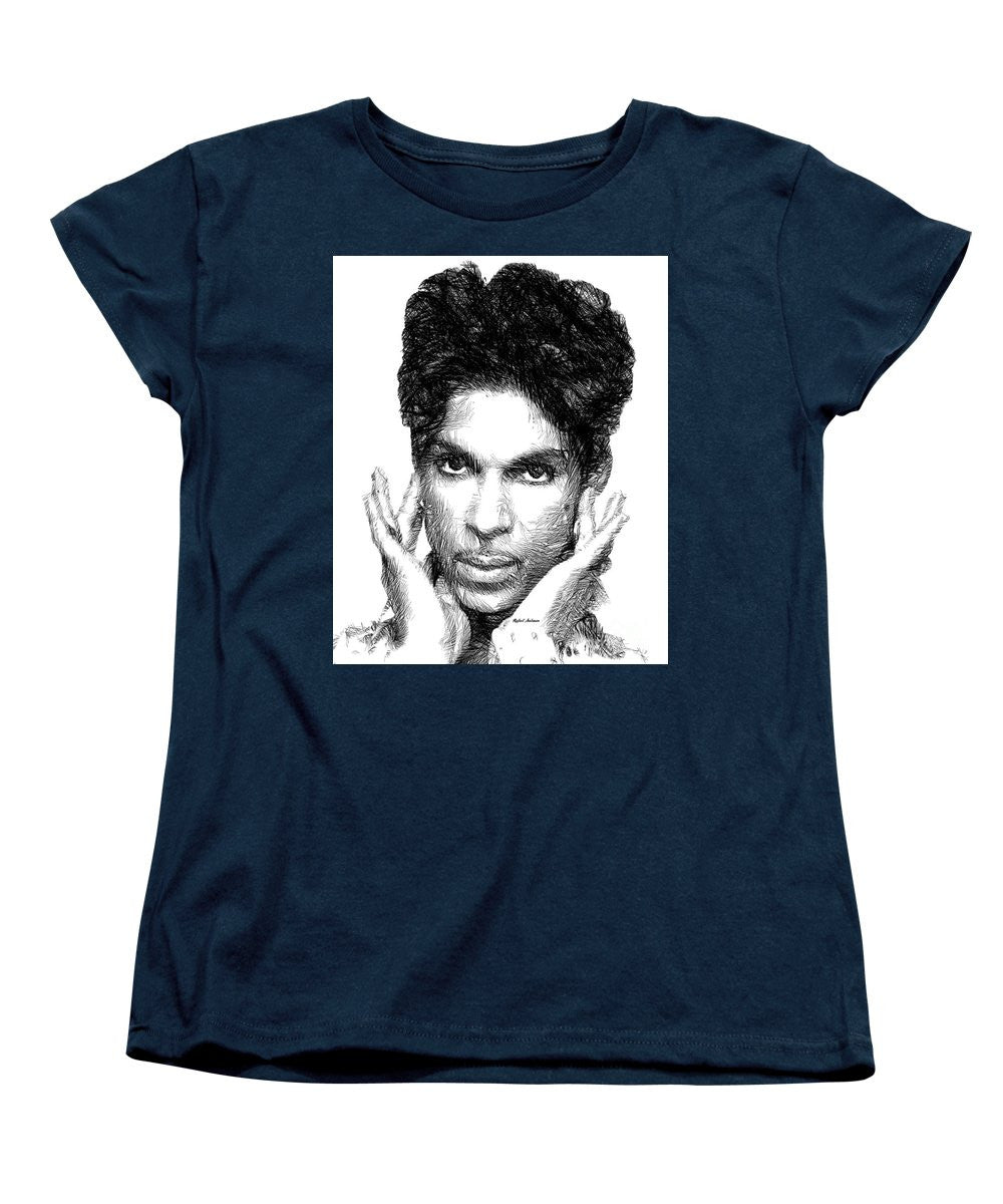 Women's T-Shirt (Standard Cut) - Prince - Tribute Sketch In Black And White 2