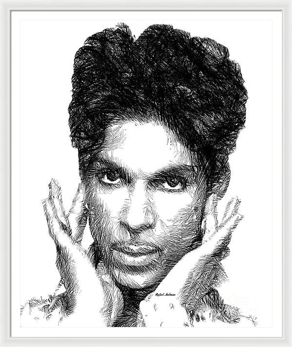 Framed Print - Prince - Tribute Sketch In Black And White 2