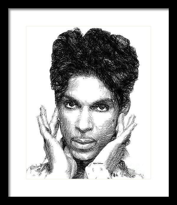 Framed Print - Prince - Tribute Sketch In Black And White 2