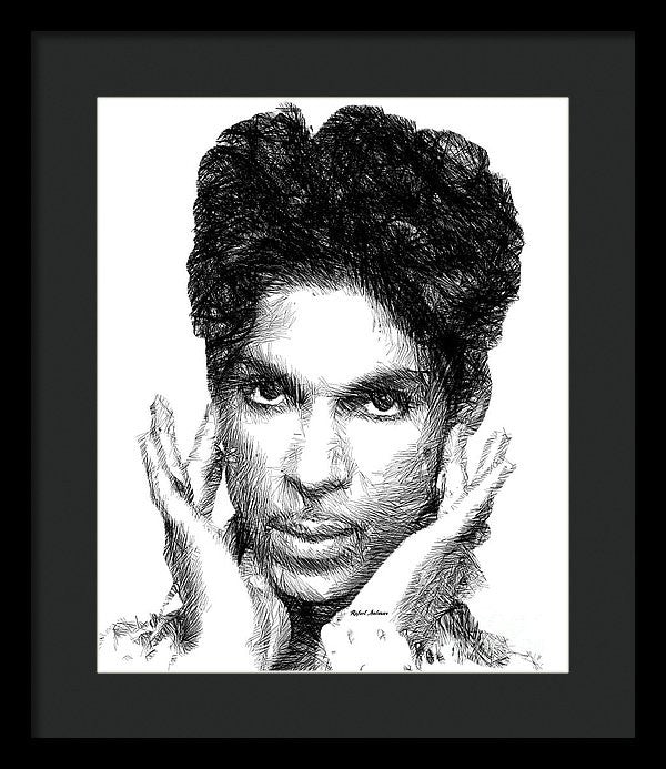 Framed Print - Prince - Tribute Sketch In Black And White 2