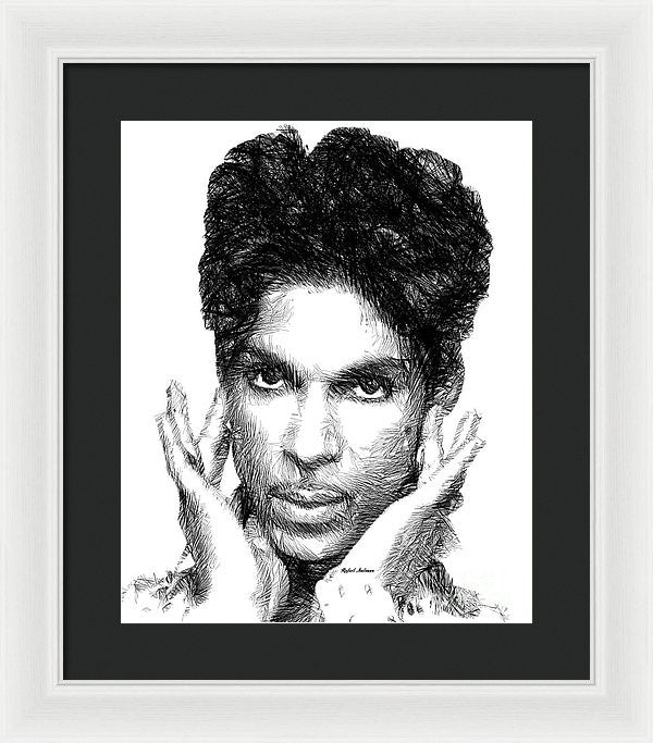 Framed Print - Prince - Tribute Sketch In Black And White 2