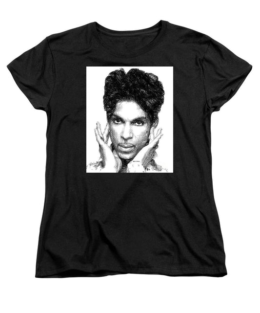 Women's T-Shirt (Standard Cut) - Prince - Tribute Sketch In Black And White 2