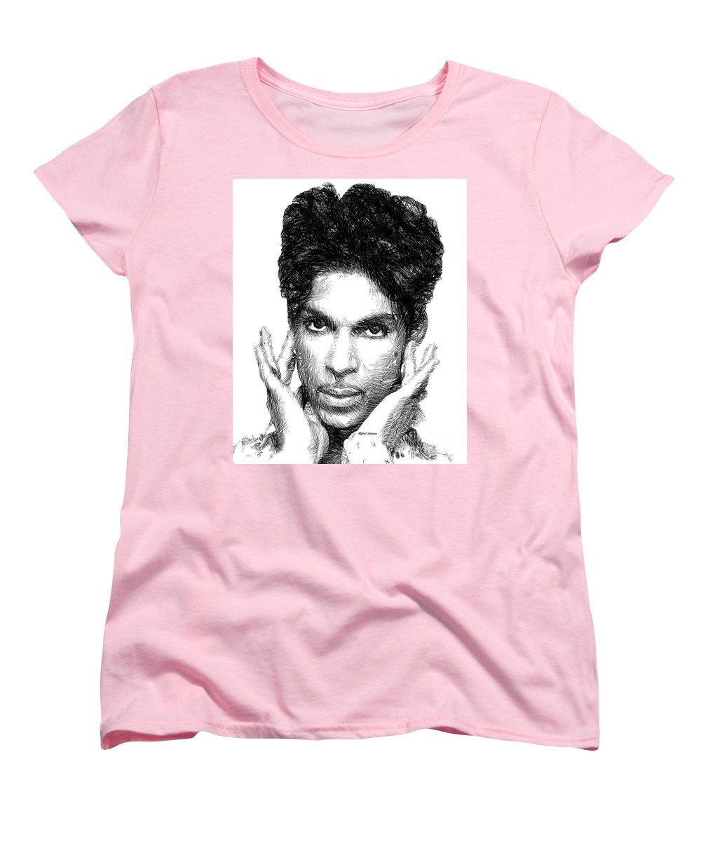 Women's T-Shirt (Standard Cut) - Prince - Tribute Sketch In Black And White 2