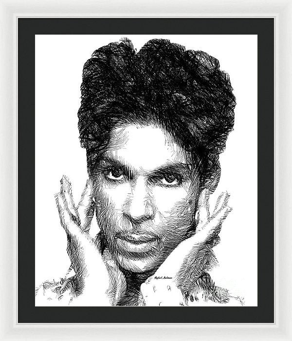 Framed Print - Prince - Tribute Sketch In Black And White 2