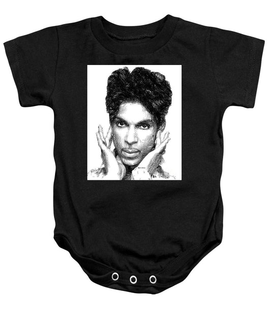 Grenouillère pour bébé - Prince - Esquisse hommage en noir et blanc 2