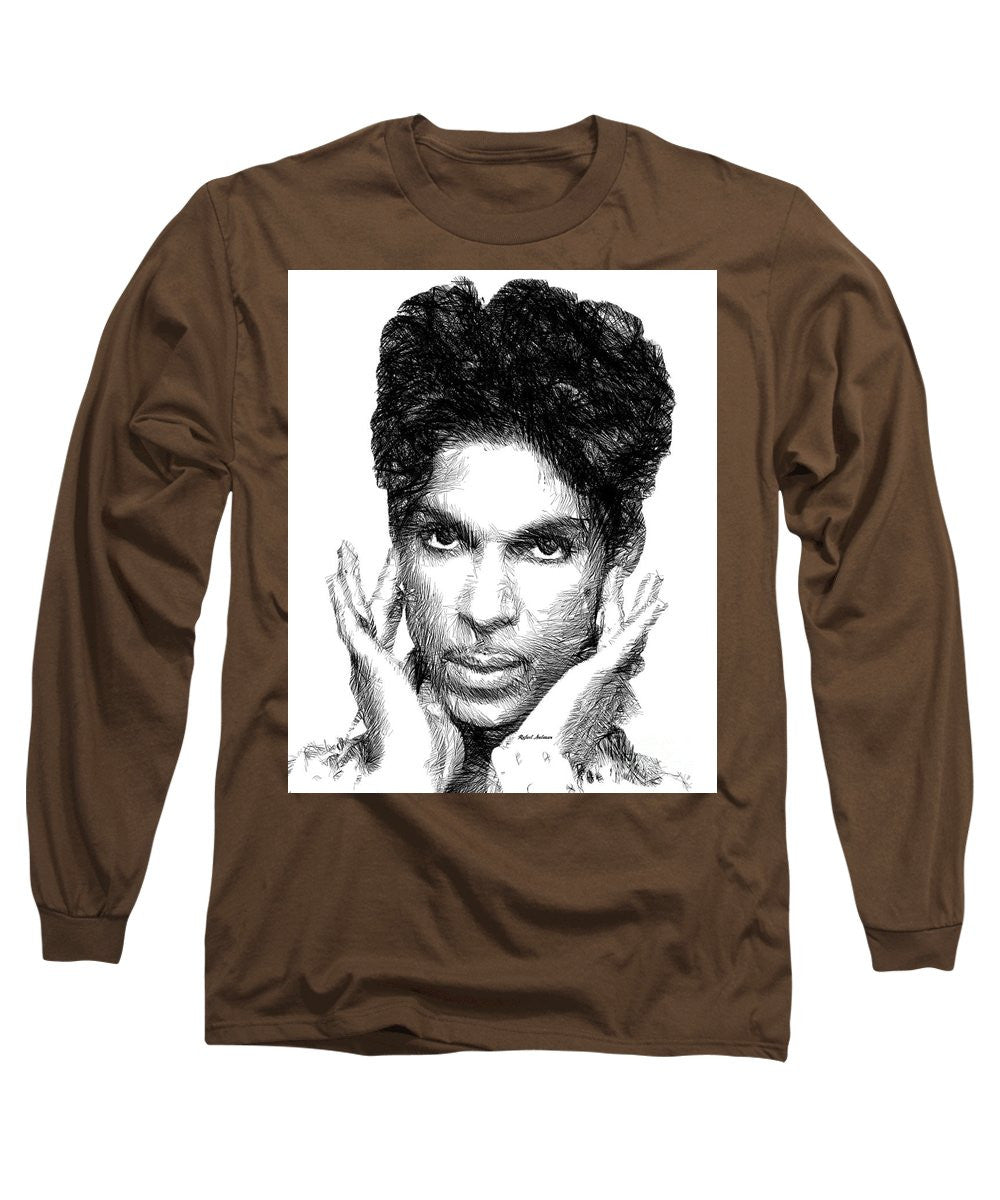 Long Sleeve T-Shirt - Prince - Tribute Sketch In Black And White 2