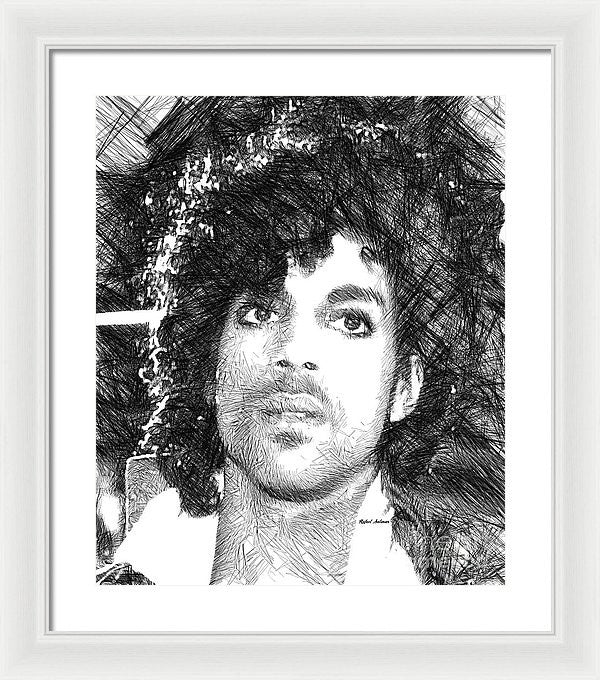 Framed Print - Prince - Tribute Sketch In Black And White 3