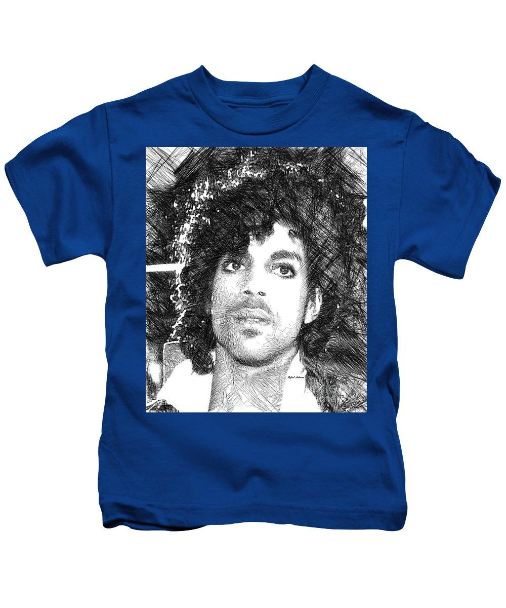 Kids T-Shirt - Prince - Tribute Sketch In Black And White 3