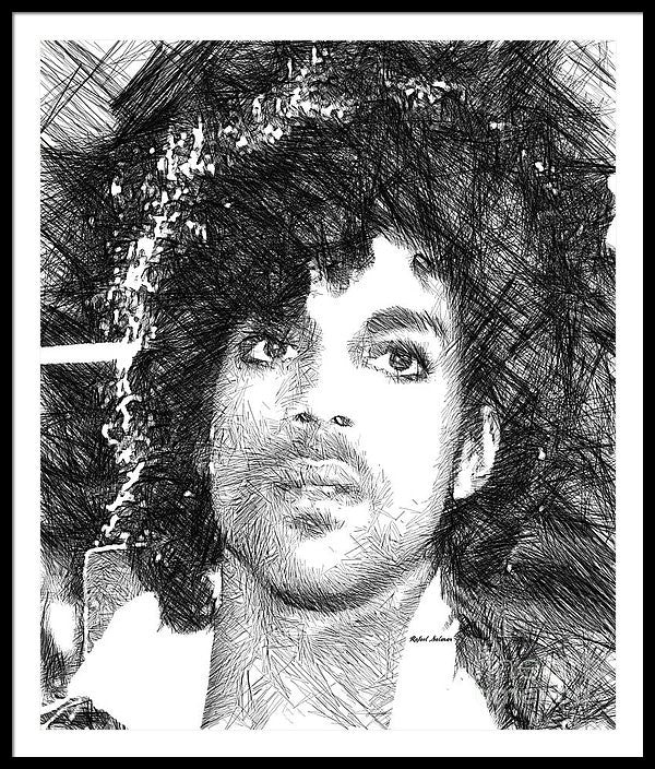 Framed Print - Prince - Tribute Sketch In Black And White 3